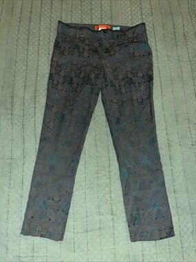 Cartonnier Teal and Charcoal Geometric Brocade Skirt Panel